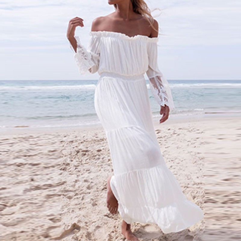 beach dress white long