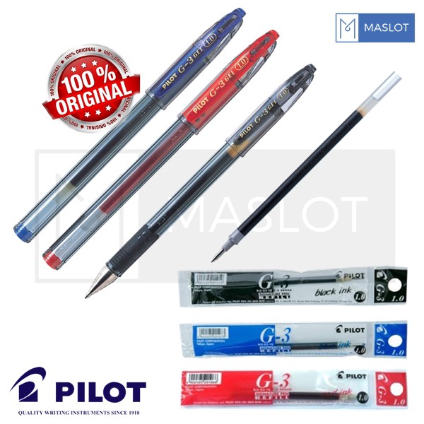 PILOT G3 Gel Pen 1.0m (Black/ Blue/ Red) - Refill option also available ...