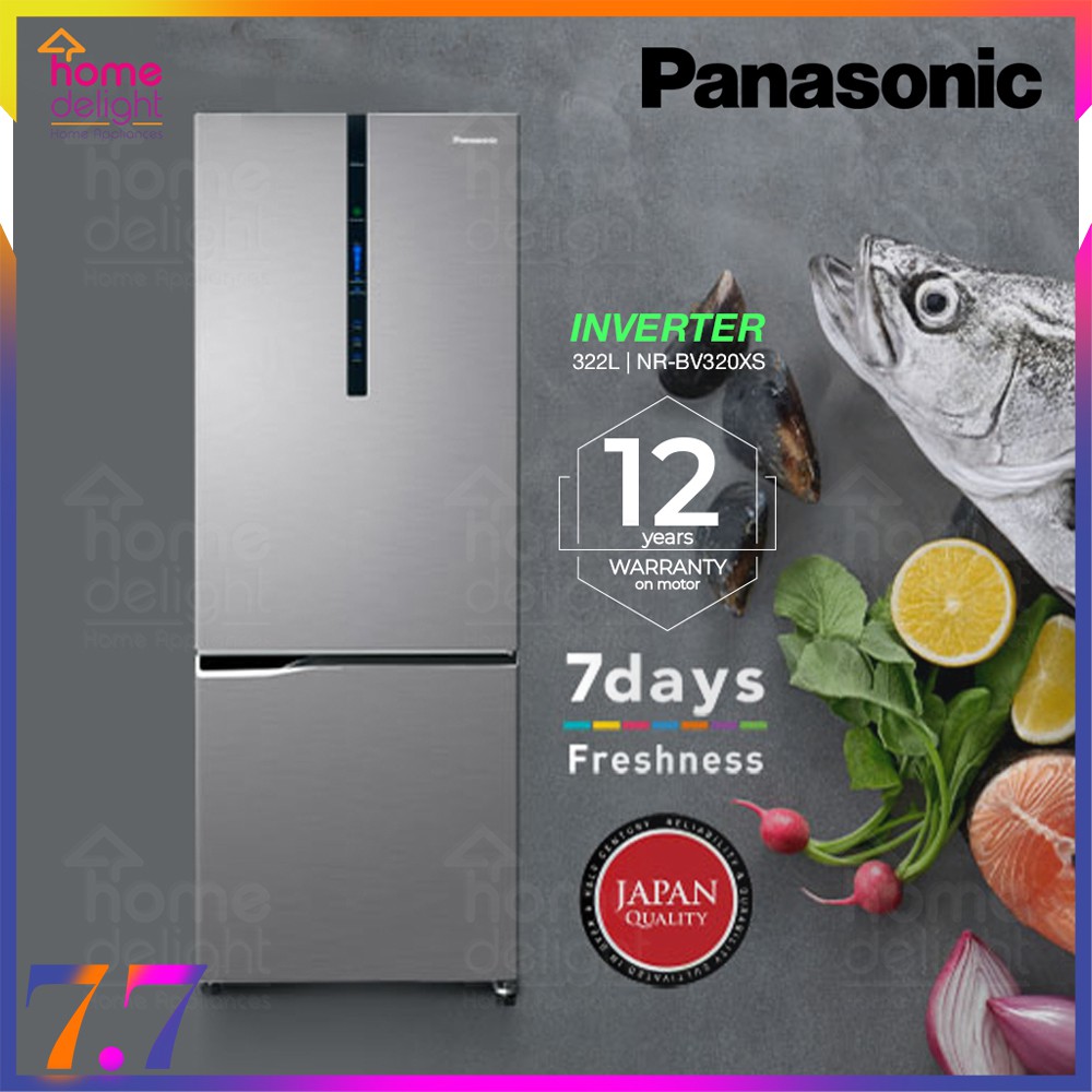 Panasonic 2 Door Fridge Bottom Freezer 322L [NRBV320XS / NRBV320XS / NRBV320XSMY] Shopee