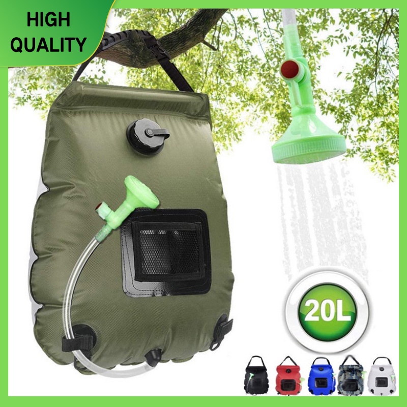 20L Water Bags Outdoor Camping Shower Bag Solar Heating Portable Folding Hiking Climbing Bath Equipment Shower Head Switchable