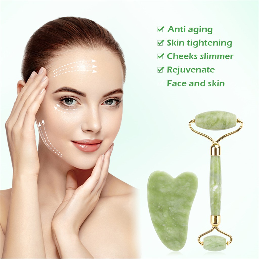 Pengurut Muka Jade Beauty Massager Guasha Facial Jade Roller Face Lift
