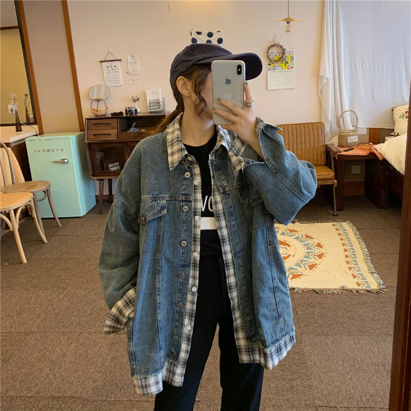plaid denim jacket womens