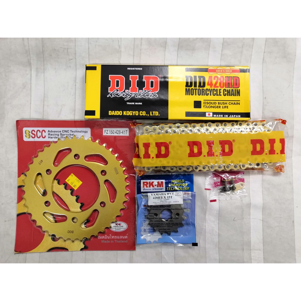 Ori DID Y15 CHAIN + SPROCKET (HARDEN STEEL) SCC RKM GOLD RANTAI 428HD