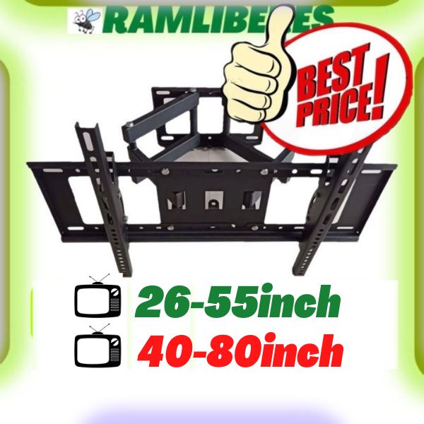 HEAVYWEIGHT 26"~80”Full Motion Double Arm Swivel Tilt TV Wall Mount ...