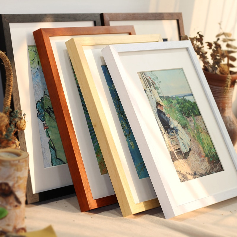 Wood Frame A4 /A3 /5R/ 6R/ 8R Size Black White Wood Color Photo Frame Natural Solid Wall Mount
