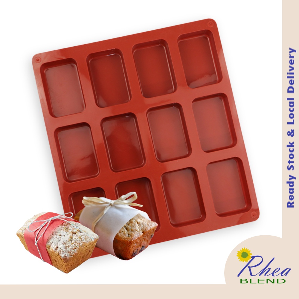 Rectangle Mini Loaf 12 Cavity 80g/85g Brownie Pan Bread Loaf Soap Bar Silicone Mould Jelly Mold Soap Acuan Kek Sabun