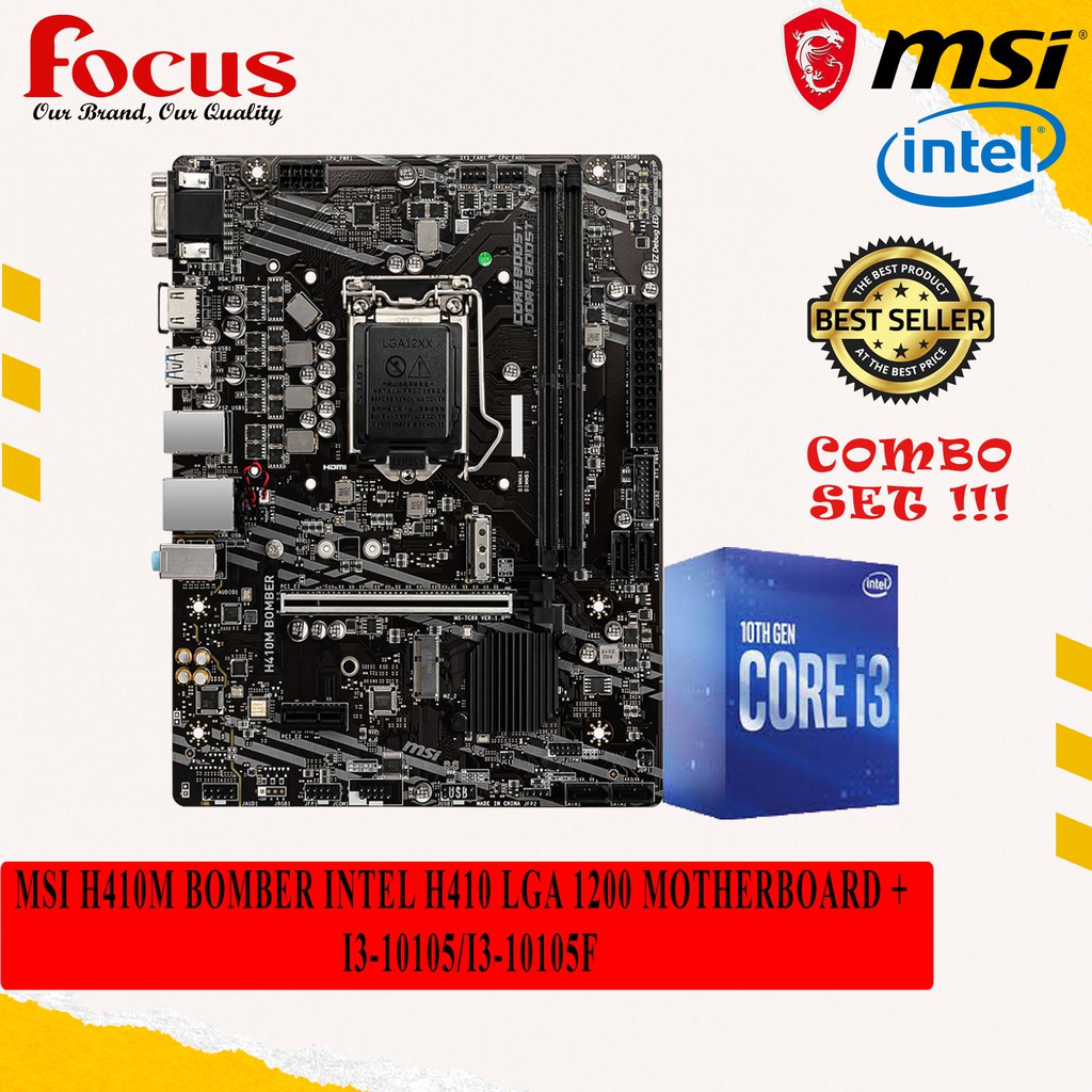 MSI H410M BOMBER INTEL H410 LGA 1200 MOTHERBOARD + INTEL 10TH GEN CPU ...