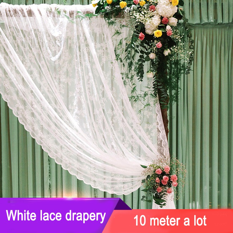 10m Lace Fabric For Wedding Arch Drapery Curtain Table Cloth
