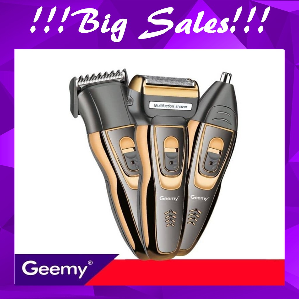 Ready Stock Geemy 3in1 GM-595 Professional Rechargeable Shaver & Trimmer  Set Hair Clipper / Shaver / Nose Trimmer Mesin | Shopee Malaysia