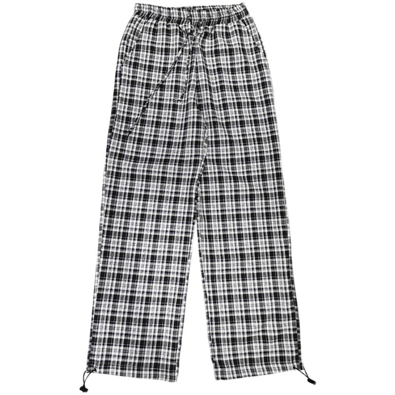 plaid pants black and white