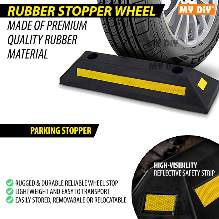 MYDIYHOMEDEPOT 1pc Car Rubber Stopper Wheel Chock Car Park Stopper Car Parking Safety Block