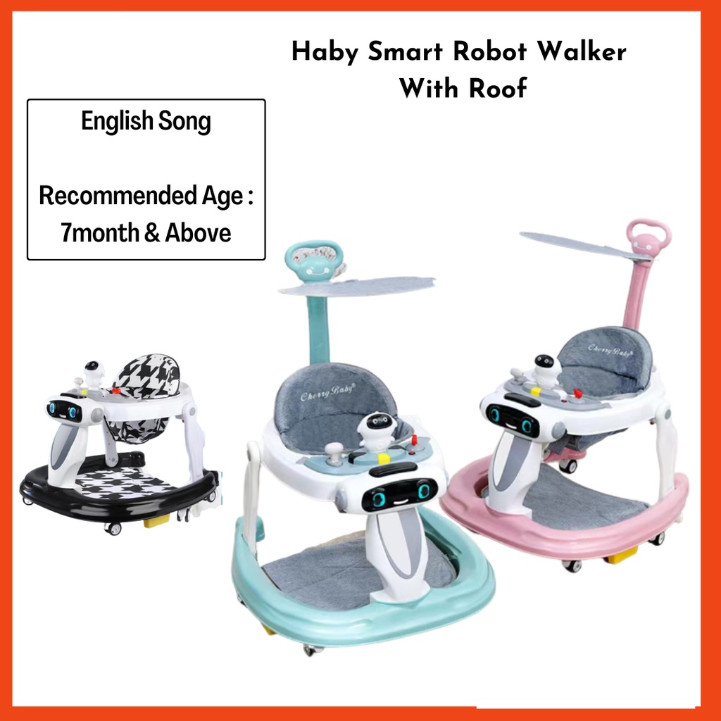 TJ HABY Smart Robot Walker With Roof Multi Function 6 Wheels Baby