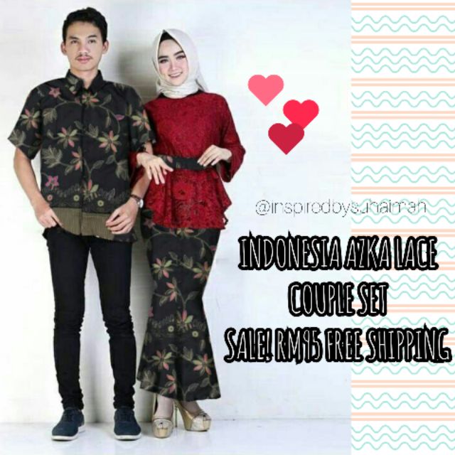 SALE INDONESIA AZKA BATIK COUPLE SET  RAYA 2021 Shopee 