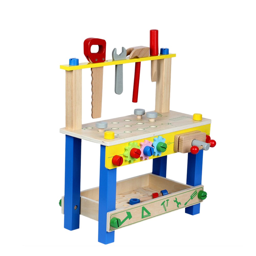 1pc Kids Wooden Tool Bench Pretend Play Creative Workshop Bench