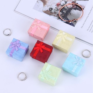 Ring Earrings Jewellery Storage box Mini Bowknot Square Gift Package Boxes Case Cardboard