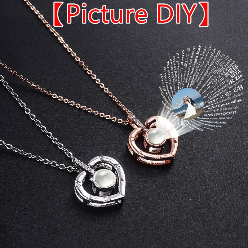 [DIY]Custom lovers Name Photo Pendant Necklaces Charms Projection Picture Necklace Lover Wedding Valentine's Gift