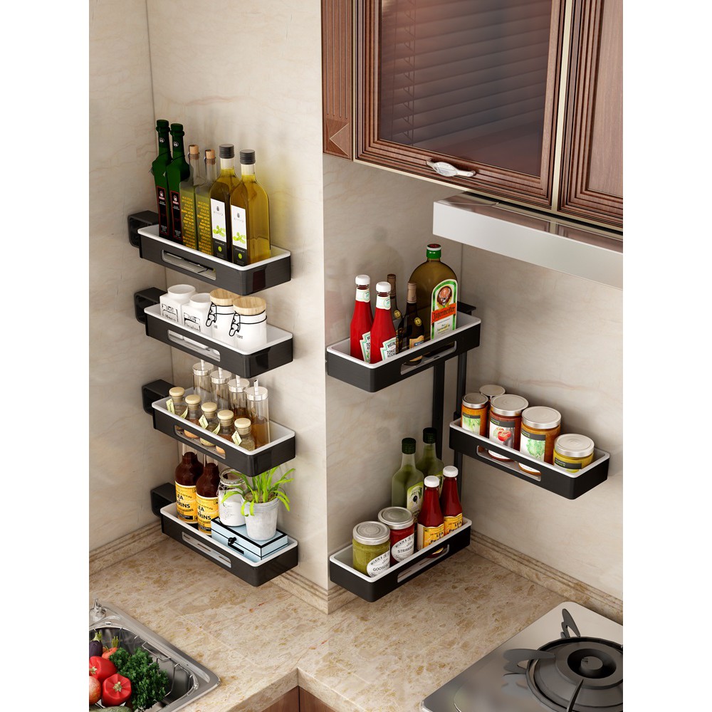 Punch Free Kitchen Storage Rack Rotating Spice Rack Corner