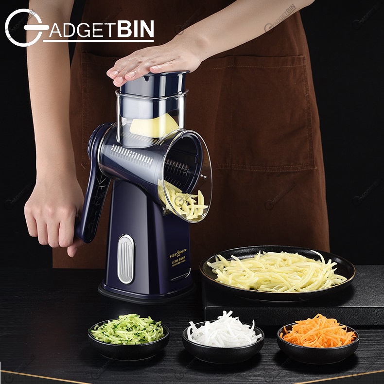 Retro Style 7 in 1 Multifunctional Rotary Vegetable Slicer Grater Chopper Cutter with 5 types Interchangeable Blade