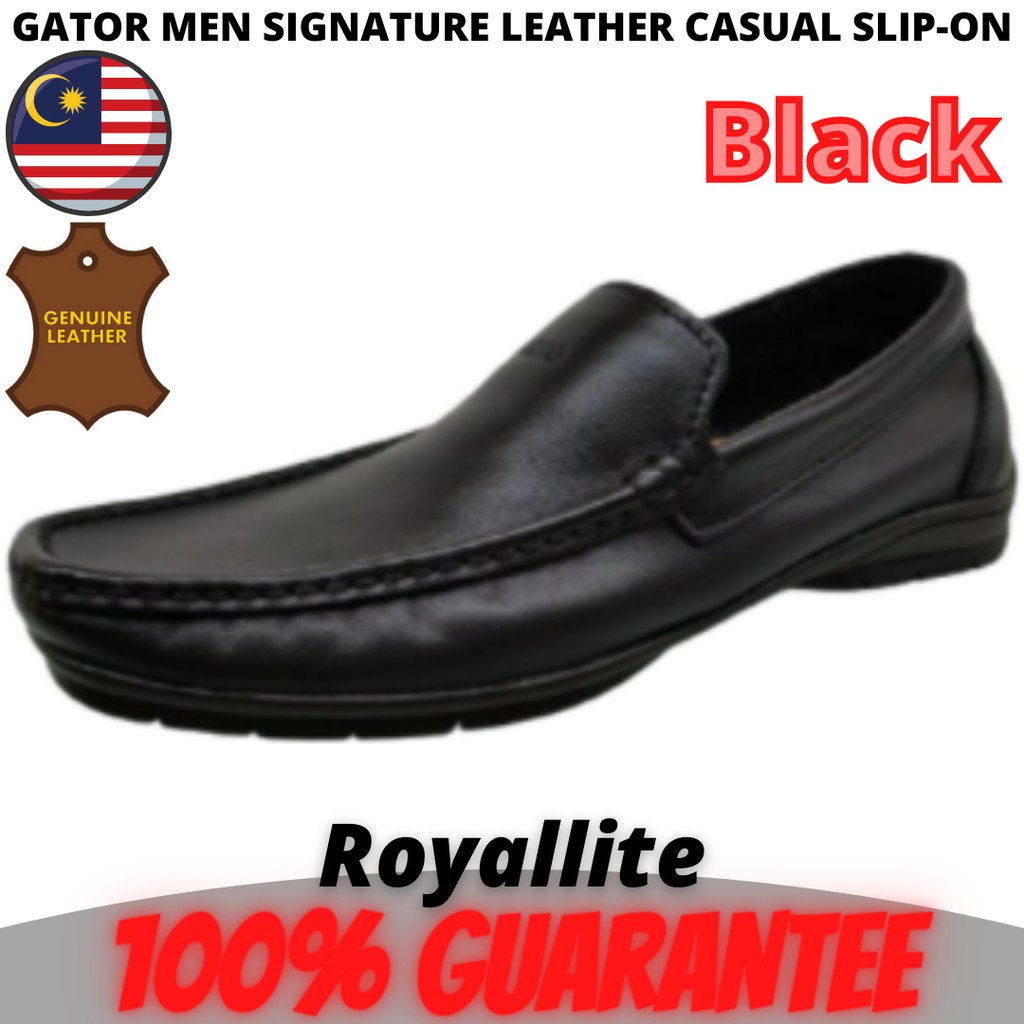 GATOR MEN LEATHER CASUAL SLIP-ON (3125) Black & Maroon