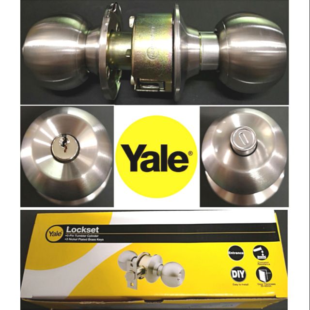 Yale CA5127/US32D Entrance Cylindrical Door Knob Set Stainless Steel ...