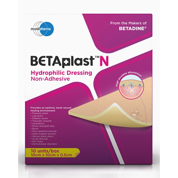Betaplast N Hydrophilic dressing 10cm. x 10cm. Pressure ulcer patch