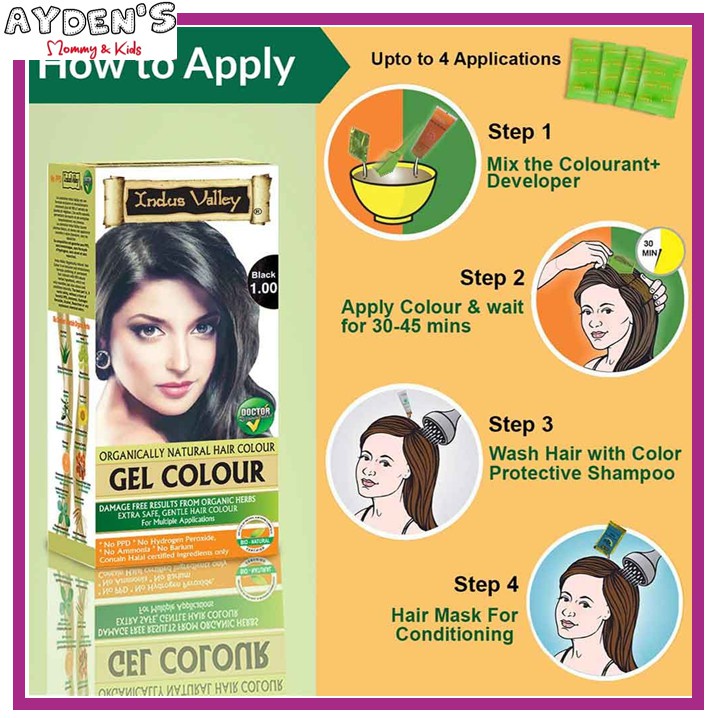 INDUS VALLEY Organic Gel Hair Color (Halal hair dye hair colour) Pewarna  Rambut | Shopee Malaysia
