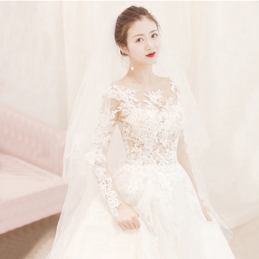 Dress Wedding Dress 2019 Bride One Shoulder Long Sleeve Wedding