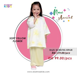  Baju Kurung Opah  for Kids SOFT YELLOW FLOWER El Zahraa 