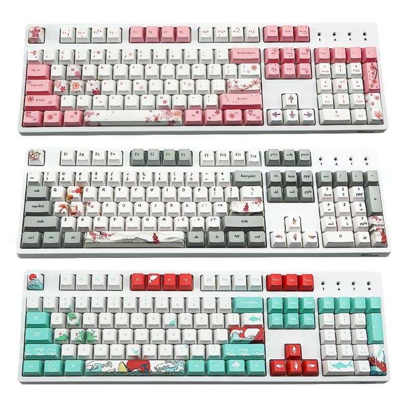 WU PBT Five Sides Dye-subbed Keycap Cherry Blossom/ Girl in Red/ Sea Rhythe Theme
