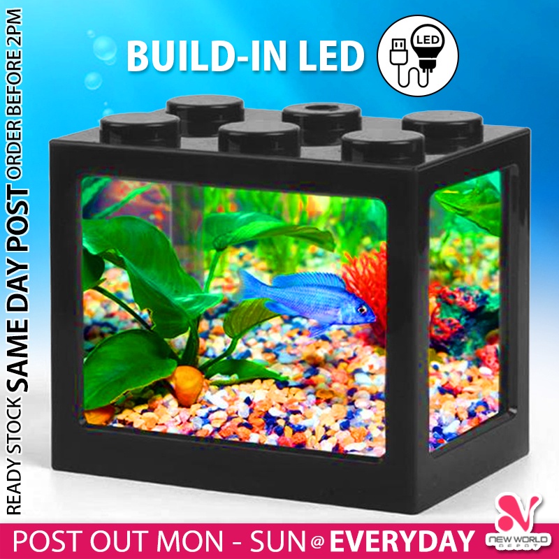 《 》 Mini Lego Building Block Tank Betta Fish Aquarium For Breeding Tangki Akuarium Ikan Laga Pelaga 小鱼缸