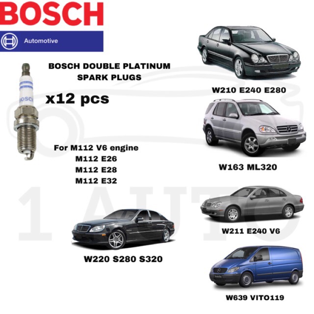BOSCH DOUBLE PLATINUM SPARK PLUG (12pcs) MERCEDES W211 E240 E280 W210