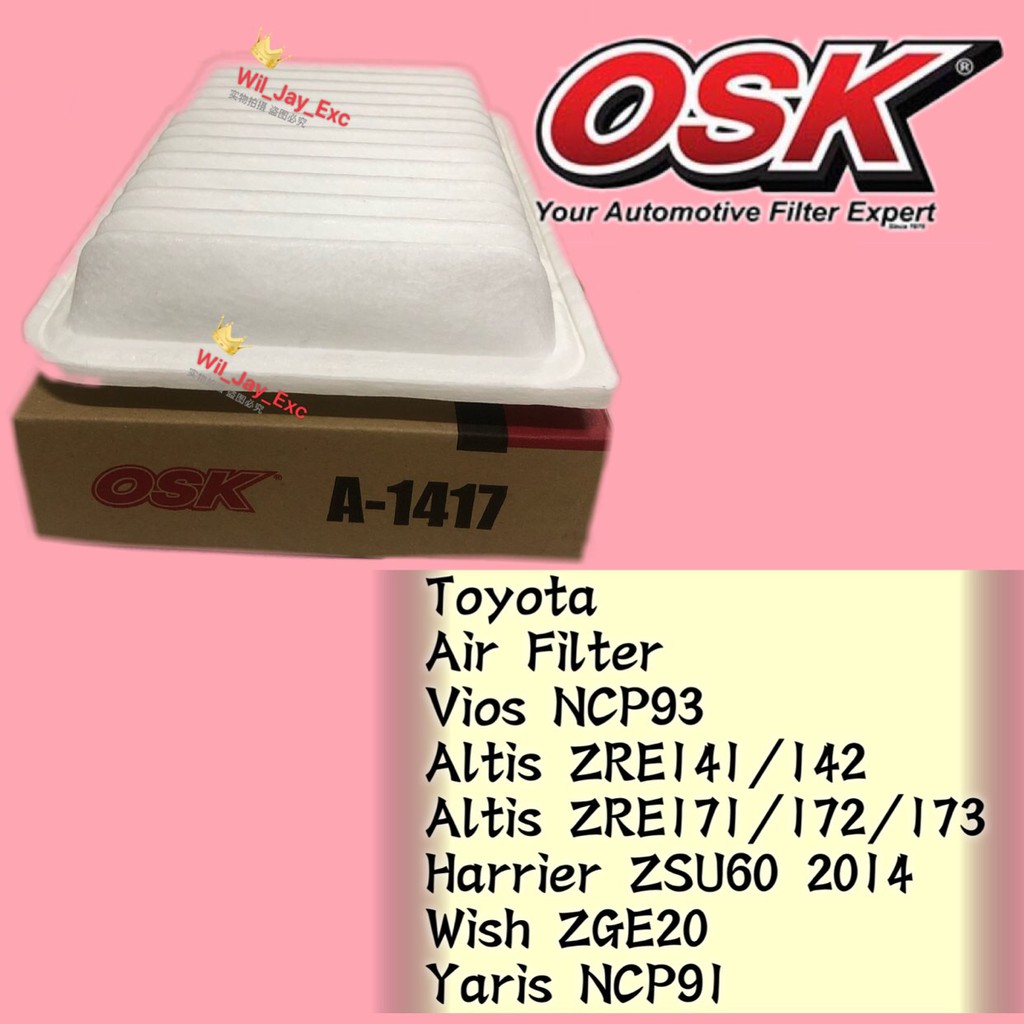 OSK A-1417 TOYOTA VIOS NCP93 , ALTIS, HARRIER, WISH, YARIS AIR FILTER A-1419