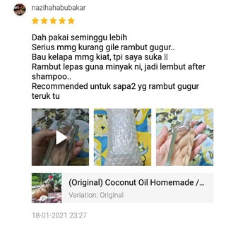 (55ml Original) Coconut Oil Homemade / Minyak Kelapa Tanak ...