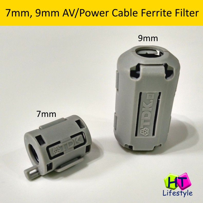 Clip On Ferrite Noise Filter For AV / Audio / Power Cord, 5mm, 7mm, 9mm