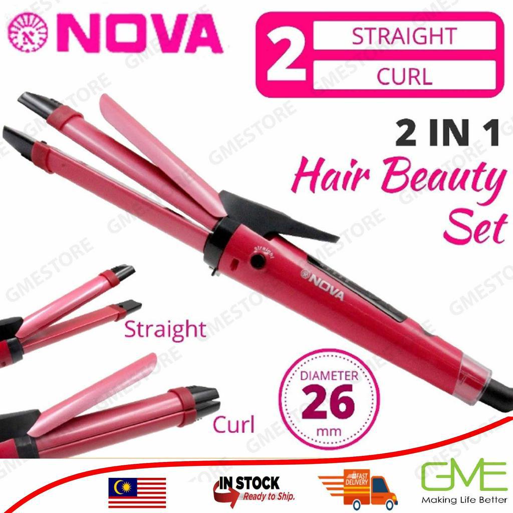 Malaysia Ready Stock Nova Straightener And Curling Iron Professional 2 In 1 Hair Beauty Set 26mm 