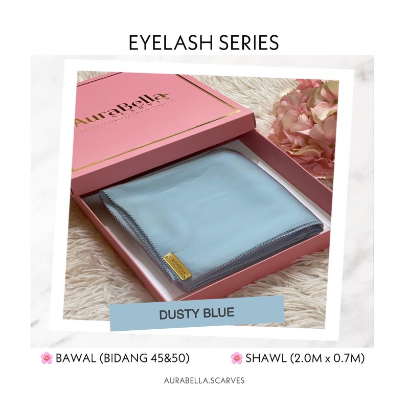 BAWAL/SHAWL EYELASH-SATIN MATTE SILK PREMIUM IN BLUE WITH EXCLUSIVE BOX