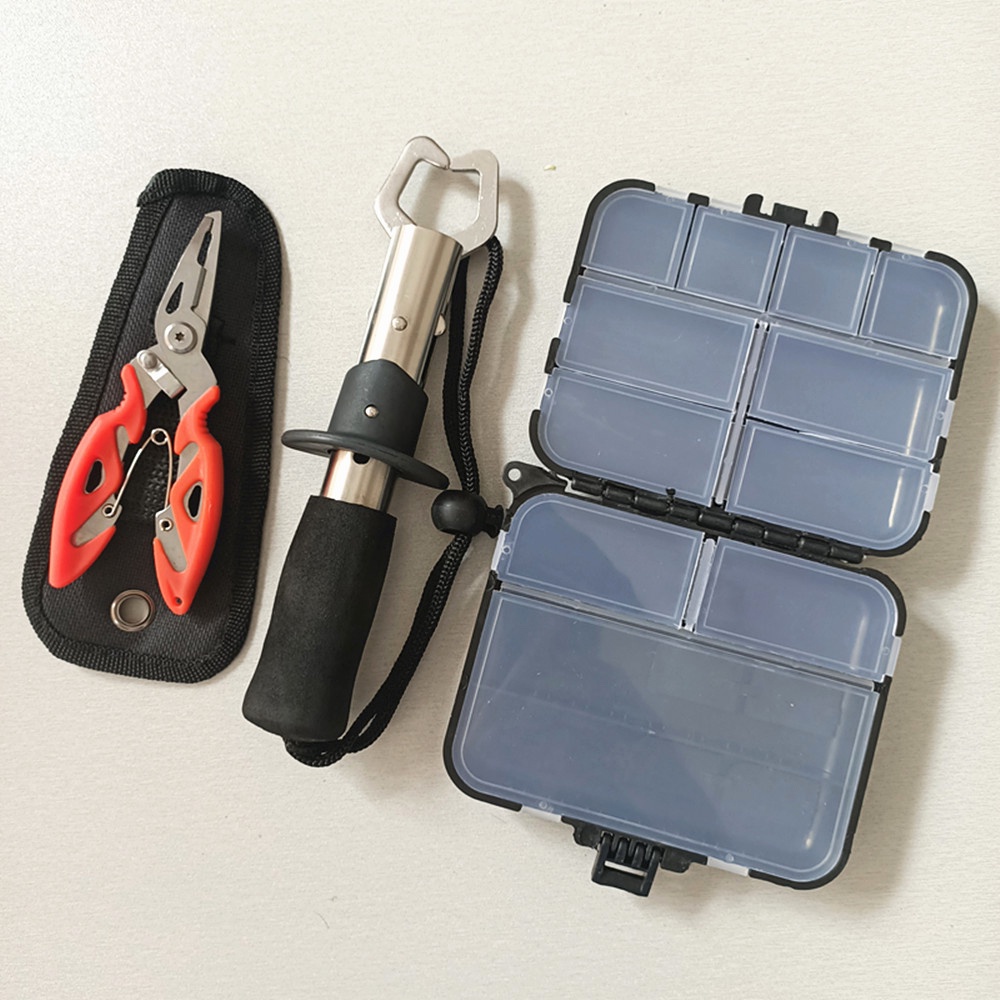 Heavy Repair Fishing Pliers Tool Set Tackle Gear Waterproof Storage Box Black Bait Case Lure - Image 4