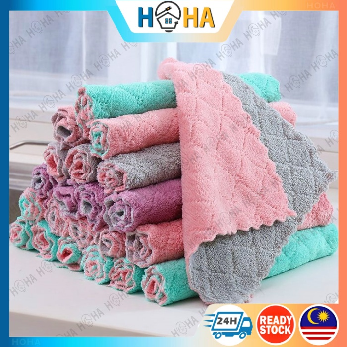 【Thick】Large 29cm x 29cm Kitchen Dish Cloth Cleaning Table Towel Microfiber Kain Dapur Lap Meja Tuala Pinggan 洗碗抹布