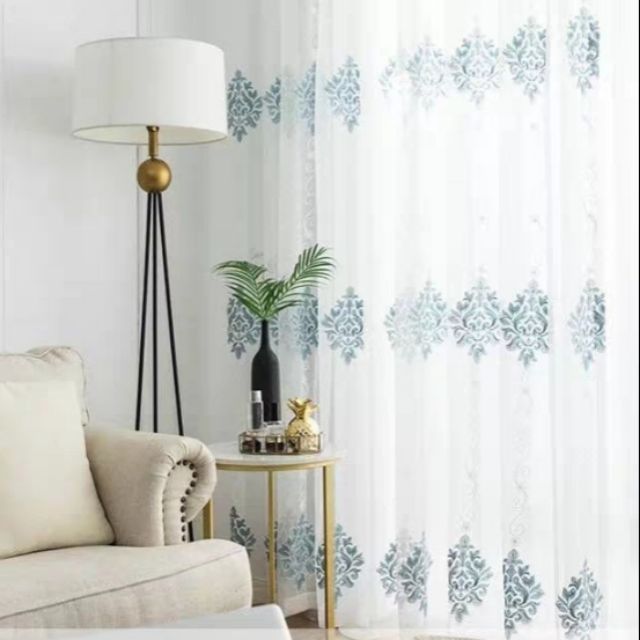 Embroidered Sulam Sheer White Curtain, Cortinas Para Sliding Doors