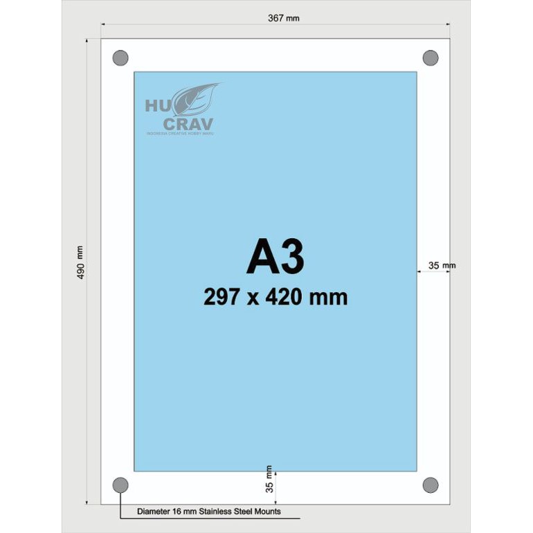 Acrylic A3 Wall Mount 3mm Acrylic Display Frame Poster Board 3mm Shopee Malaysia