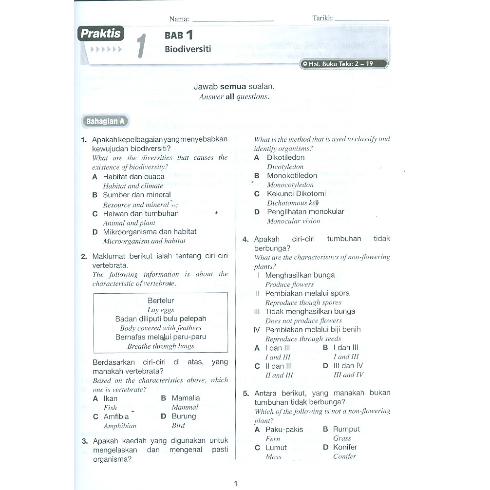 Soalan Sains Tingkatan 5 Bab 1 / Latihan Respirasi 2 / Definisi sains