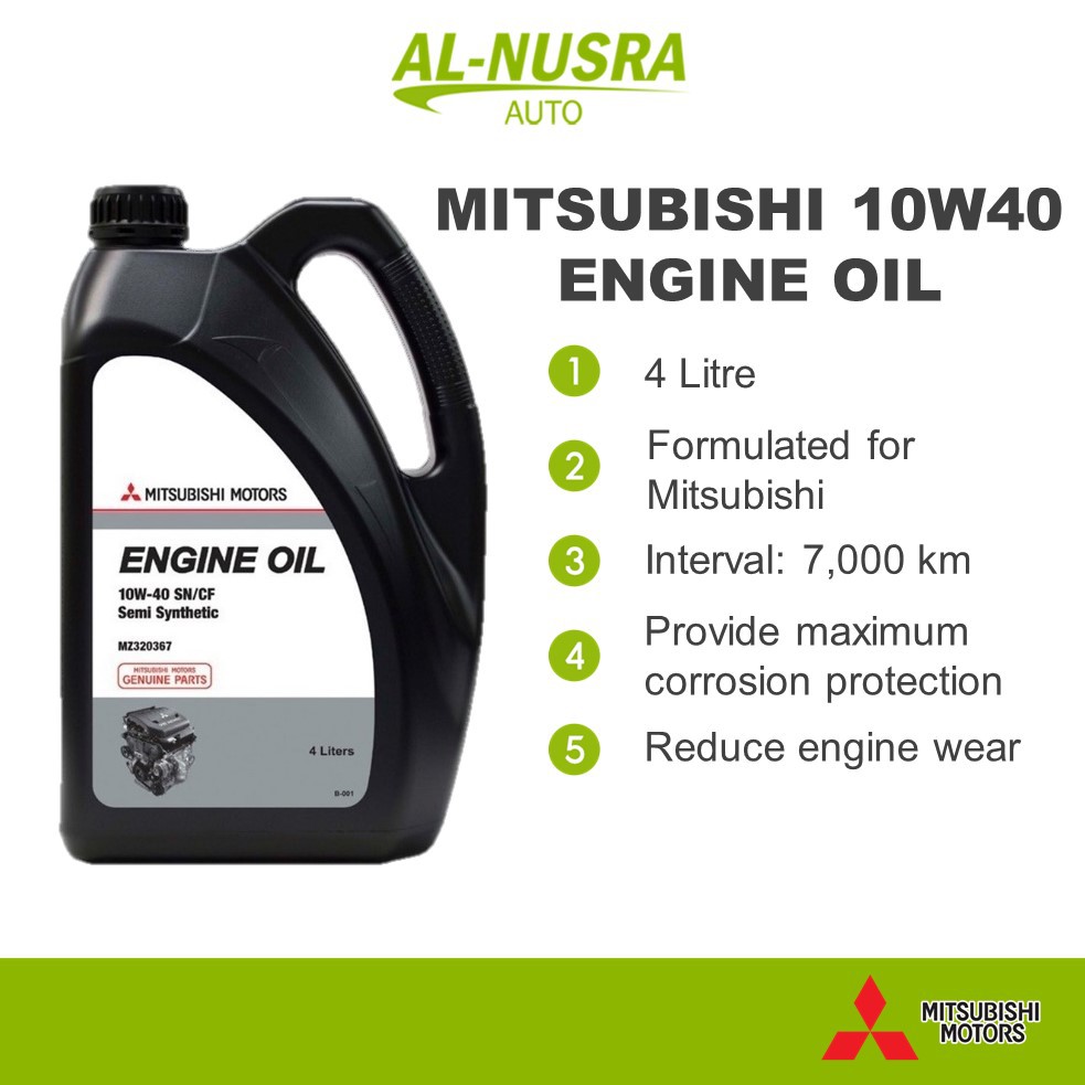 MITSUBISHI 10W40 ENGINE OIL 4L MINYAK HITAM SEMI SYNTHETIC 10W40 MINYAK ENJIN (LANCER / VIOS