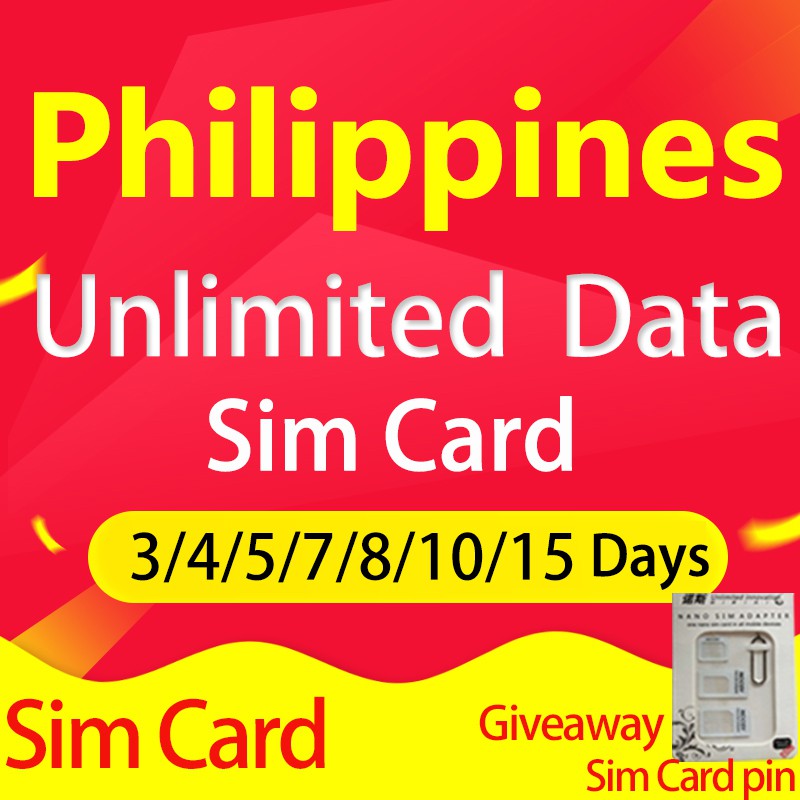 Philippines Sim Card Unlimited Data Internet Cards 3 5 8 10 15 Days Shopee Malaysia