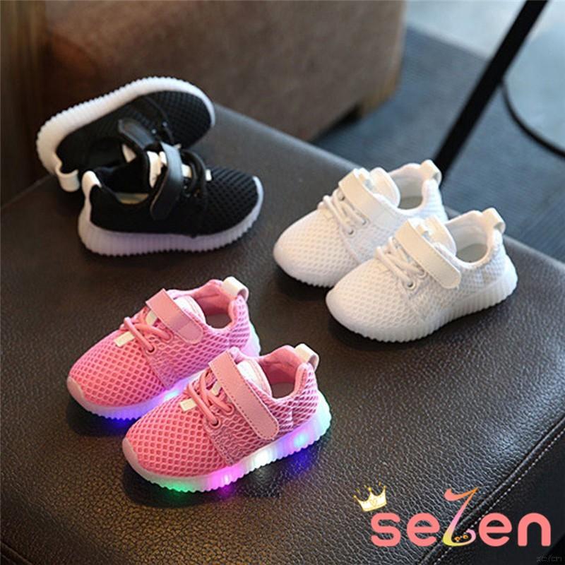 READY STOCK kids Baby Girl LED Light Baby Running Sneakers Boys shoes