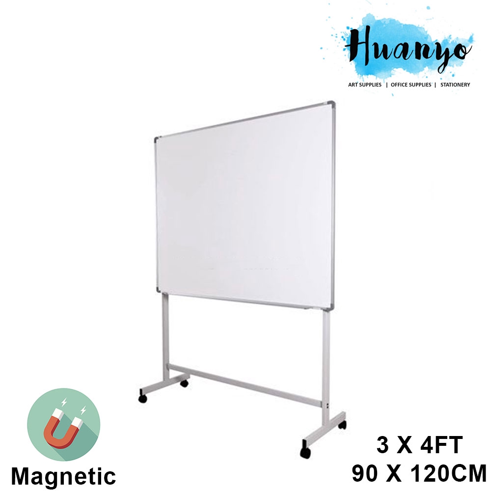 White Board 3' X 4' (90 x 120CM) With Mobile Metal Stand and