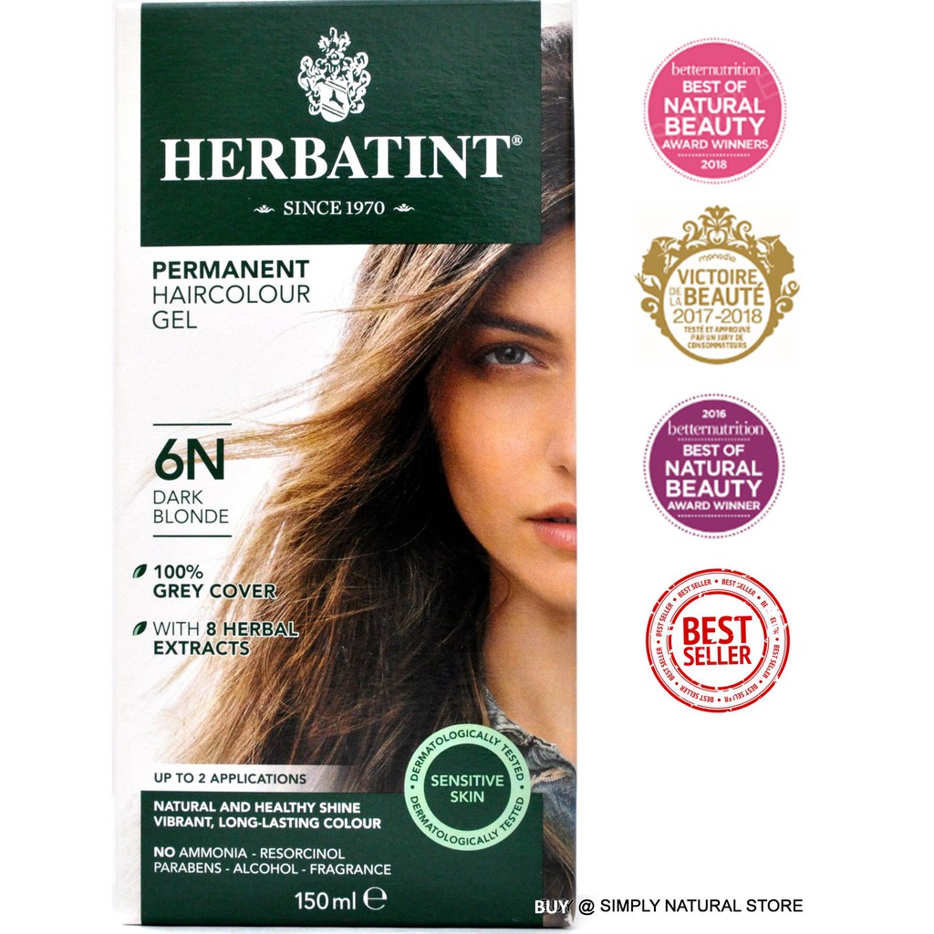 HERBATINT Permanent Herbal Hair Color Gel, 6N, Dark Blonde (150ml) | Shopee  Malaysia