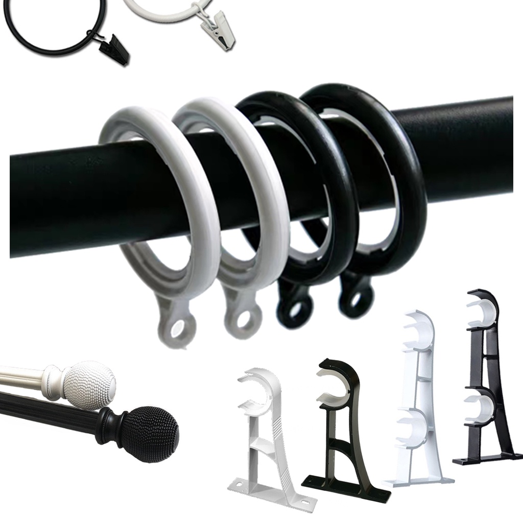 Curtain Rod Pole Accessory Bracket & Ring & End Cap / IKEA Compatible