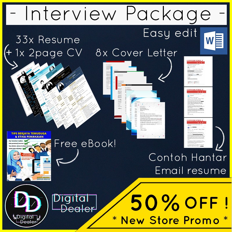 Interview Complete Package 33x Resume 2page Cover Letter Free Ebook 2020 Shopee Malaysia