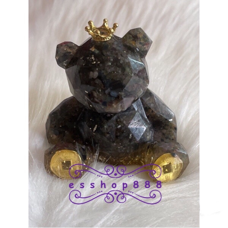 【现货】奥根碧玺金箔立体熊摆件 (能量棒) Ogan Tourmaline Gold Foil Three-Dimensional BearOrnament