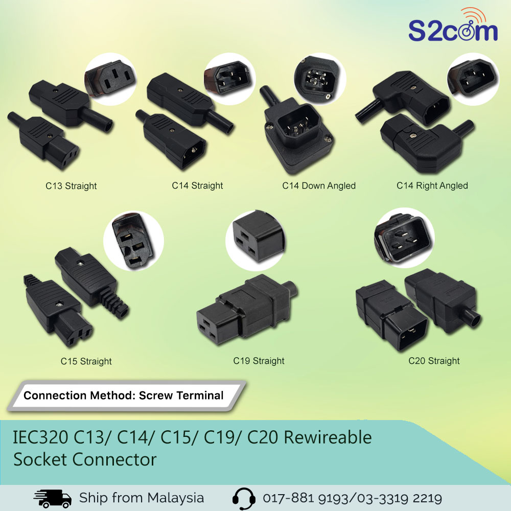 Iec320 C13 C14 C15 C19 C20 Rewireable Socket Connector Iec320